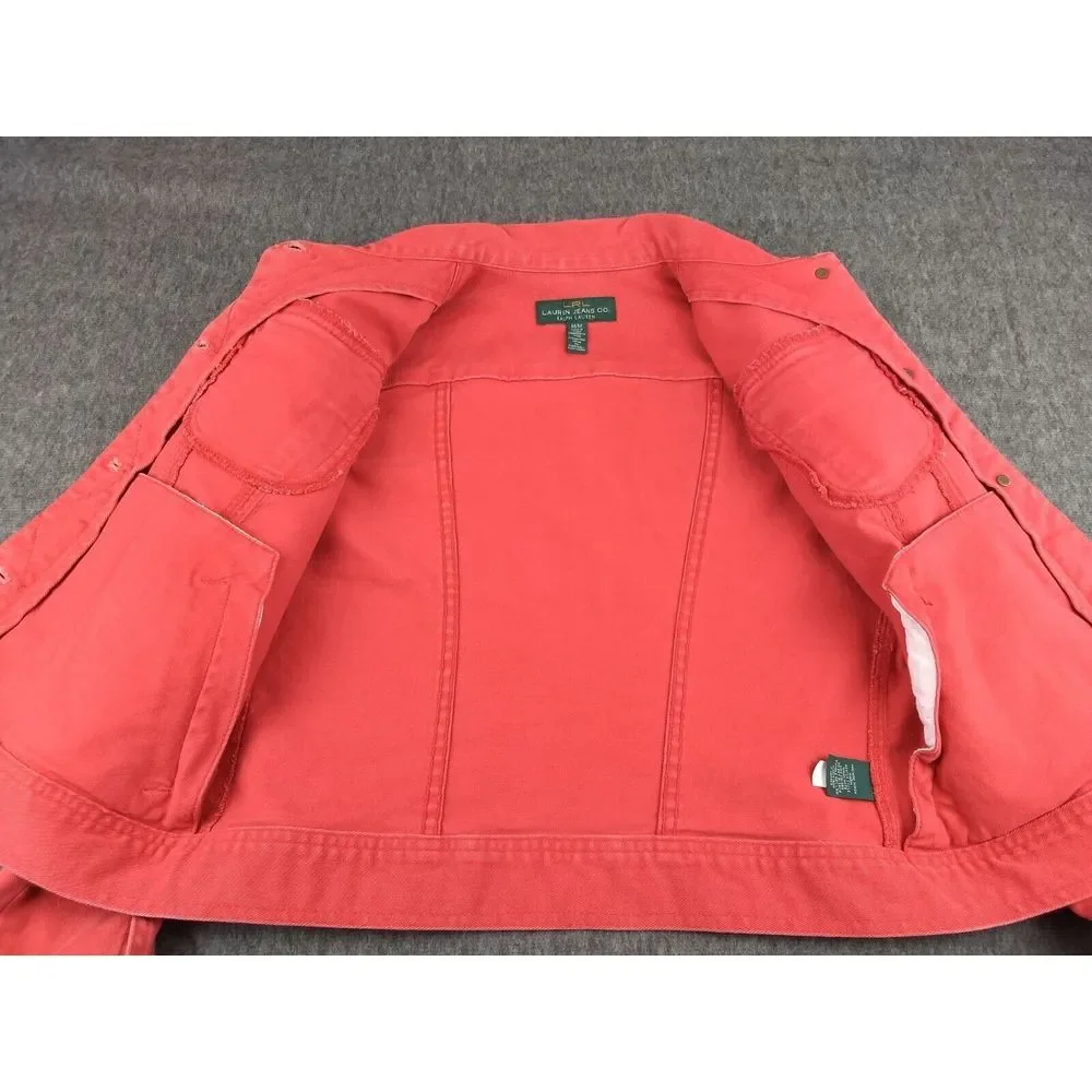 Ralph Lauren Jeans Co. Womens M Vintage Red Denim Jean Jacket Metal Logo Buttons - Picture 13 of 16